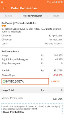 bukti pembayaran booking hotel di pegipegi