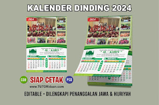 Desain Kalender Dinding 2024 2 Bulan CDR PSD