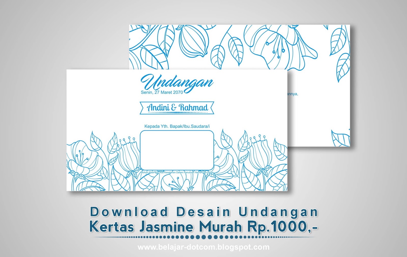  Desain  Kertas Undangan  Pernikahan  Jasmine Murah yang Bisa 