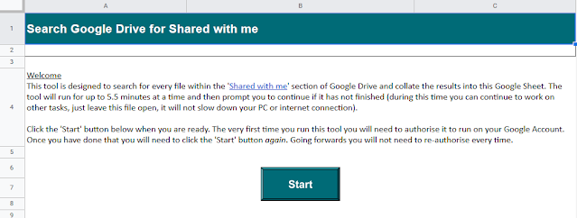 Search Google Drive 'Shared with me' and collate the results