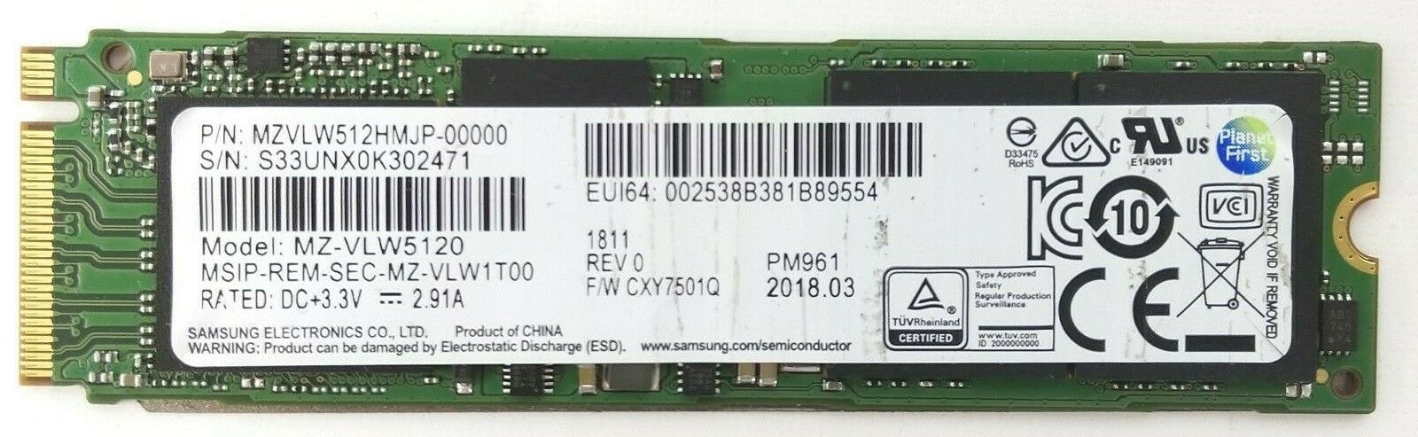 Ổ cứng NVME Samsung PM961 512GB