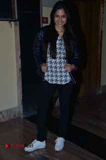 Actress Nanina Ganguly Stills in Black Tights with Vangaveeti Movie Team at Devi Theater  0043.JPG