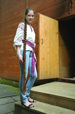 Ukrainian Rapunzel winner of a Long hair contest 2010. Her hair is 182 cm long