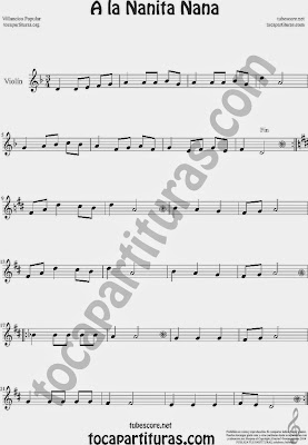 A la Nanita NanaPartitura de Violín Sheet Music for Violin Music Scores Music Scores