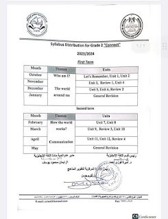 توزيع منهج اللغة الانجليزية الصف الثاني الابتدائي للعام الدراسي 2023 _2024 م