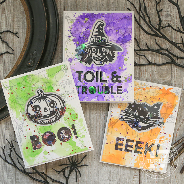 Halloween Shaker Cards by Juliana Michaels featuring Tim Holtz Retro Halloween and Halloween Bold Text Thinlits