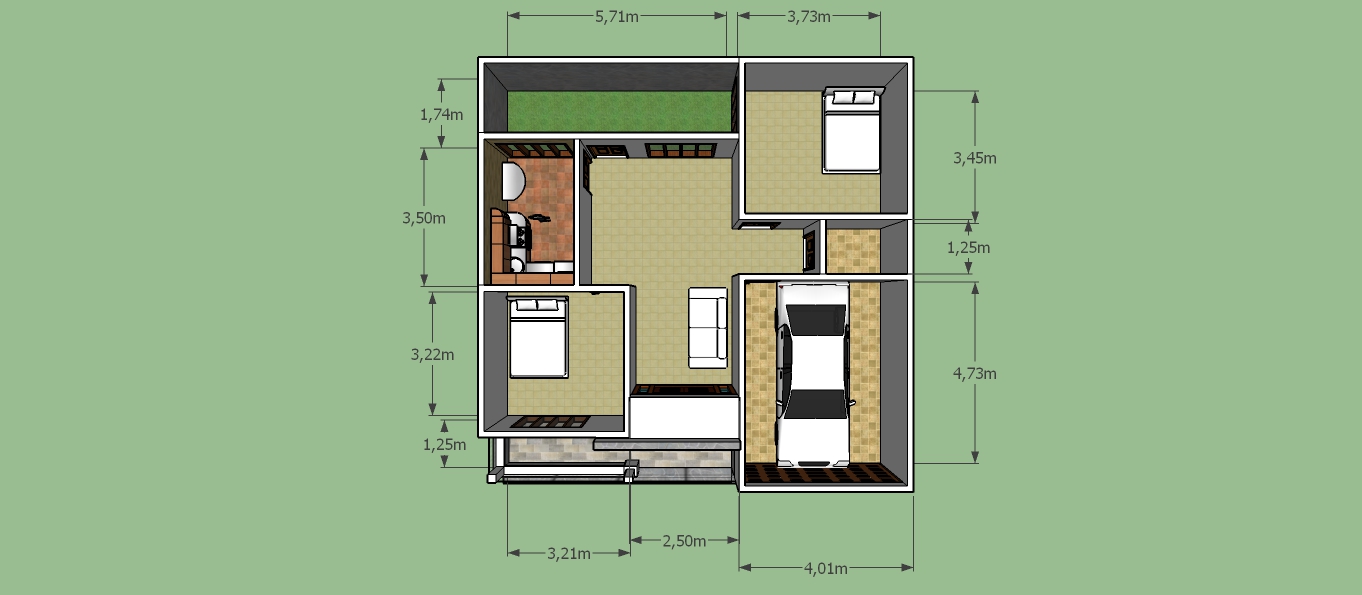  Desain  Rumah Ukuran  10 x 10  meter dengan Sketch Up Wahyu 