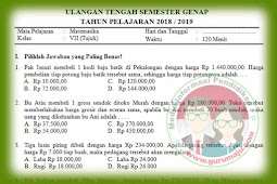 Soal UTS Matematika Kelas 7 semester 2 kurikulum 2013