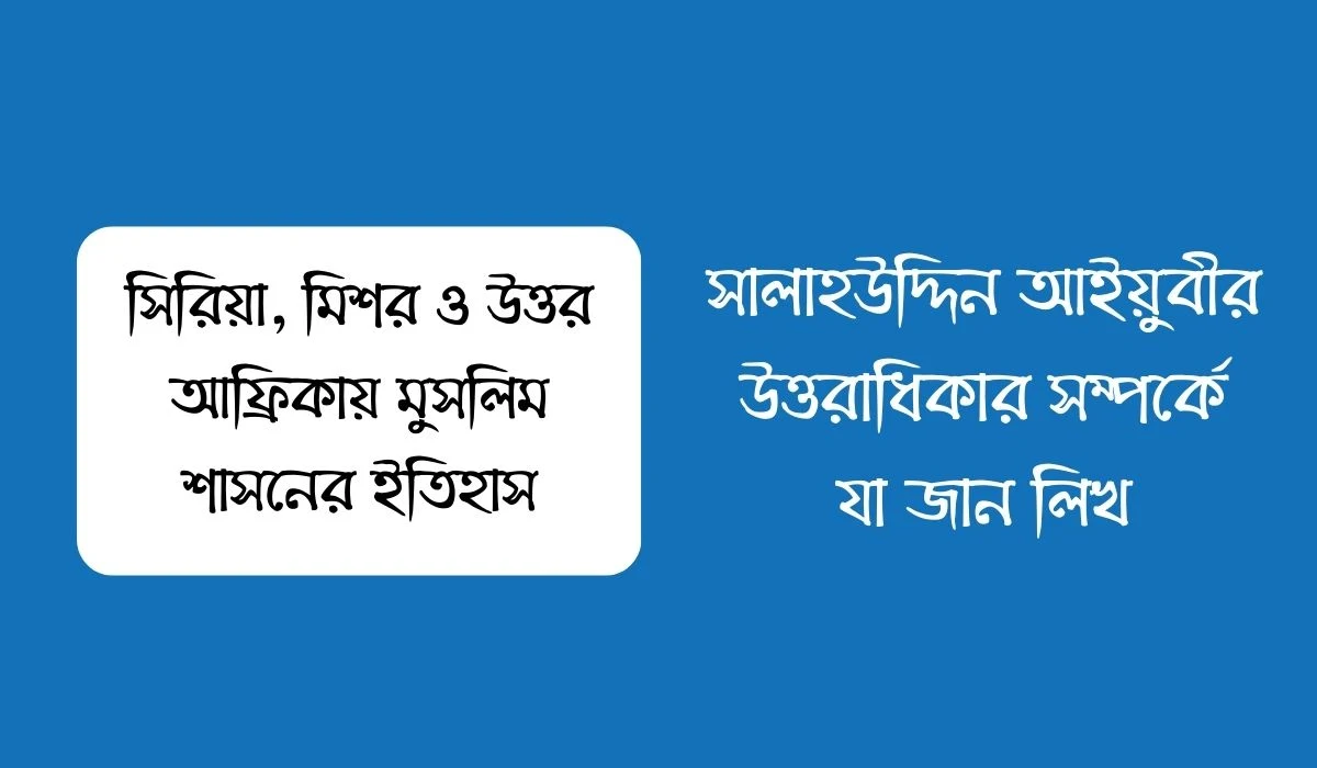 সালাহউদ্দিন আইয়ুবীর উত্তরাধিকার সম্পর্কে যা জান লিখ