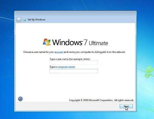 cara instal windows 7 memasukan nama untuk komputer