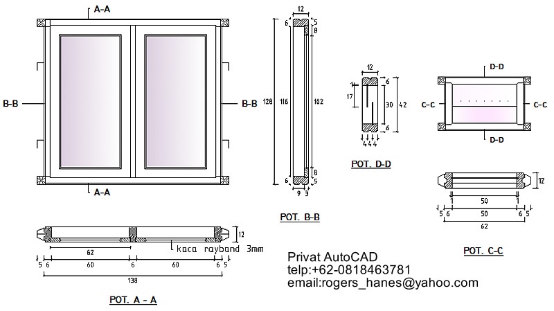 PRIVAT AutoCAD Profesional Gambar Detail kusen Pintu  dan 