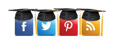 Image of social media icons with graduation caps