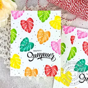 Sunny Studio Stamps: Radiant Plumeria Summer Themed Card by Angelica Conrad