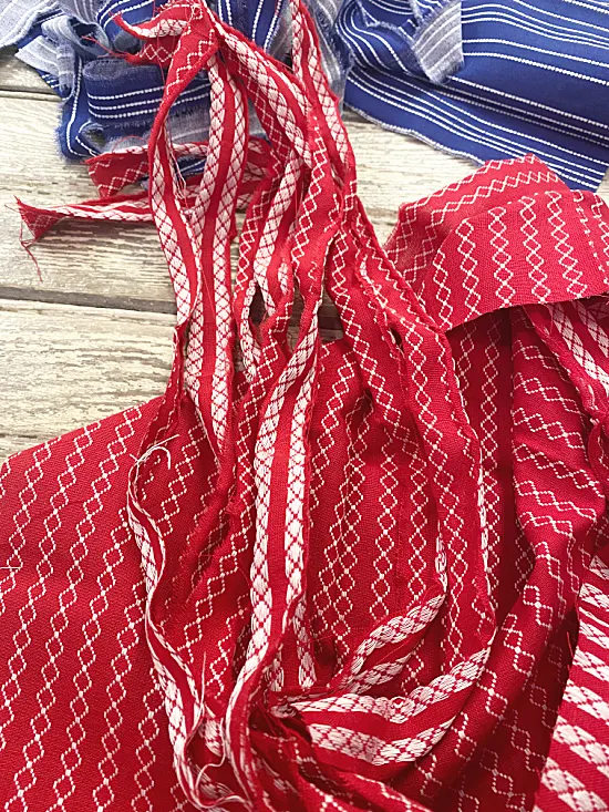 red strips of fabric