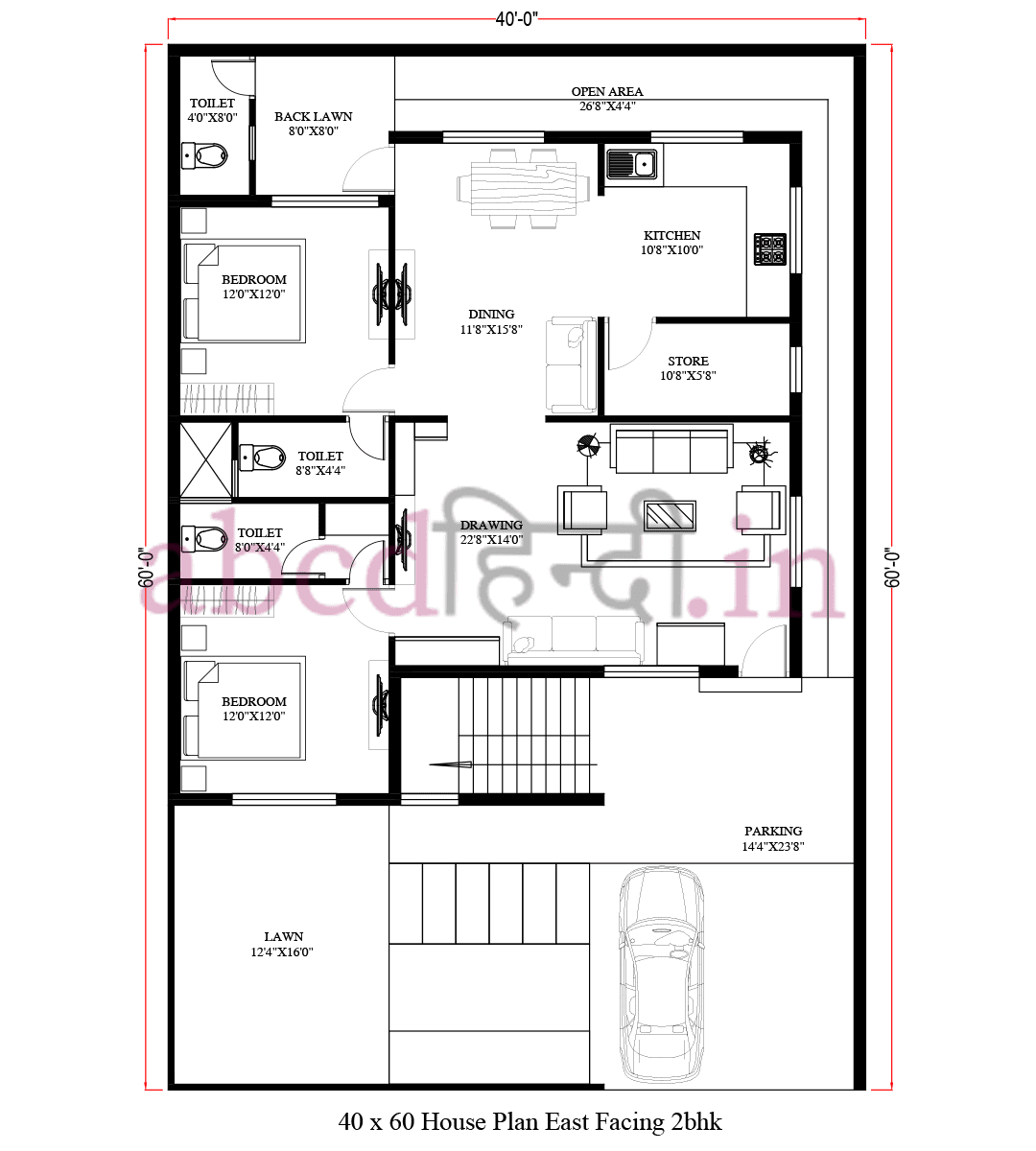 40x60 house plans east facing