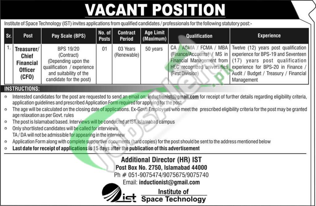 www.ist.edu.pk Jobs 2023 Islamabad For Faculty Staff Application Form Download Online