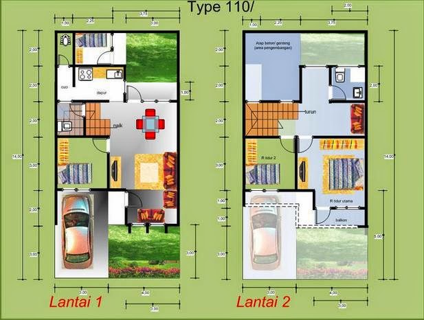 Desain Rumah Minimalis 2 Lantai 7X12  Gambar Foto Desain 