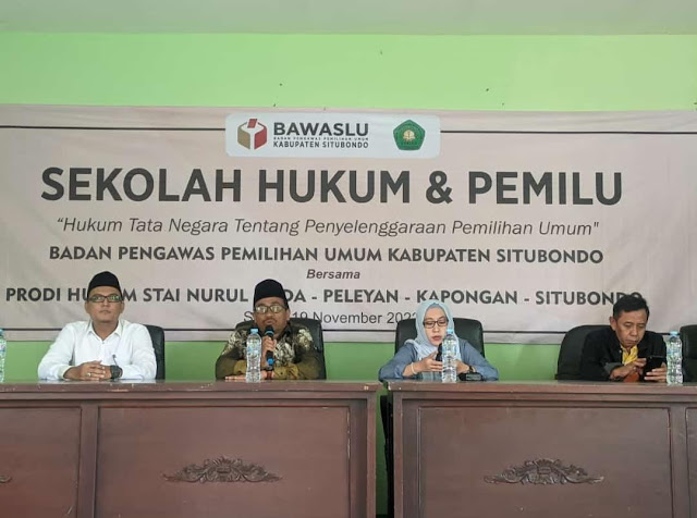 Sekolah Hukum dan Pemilu, Bawaslu Kabupaten Situbondo Bekerja Sama  dengan Prodi  Hukum STAI Nurul Huda Peleyan