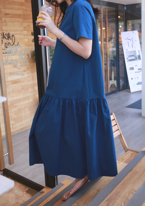  Drop Waist Short Sleeve Dress