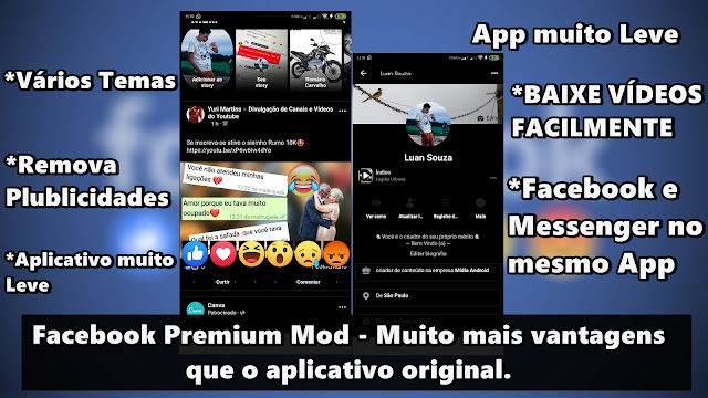 Facebook Premium Mod - Temas, Baixe Vídeos - Facebook e Messenger Integrados