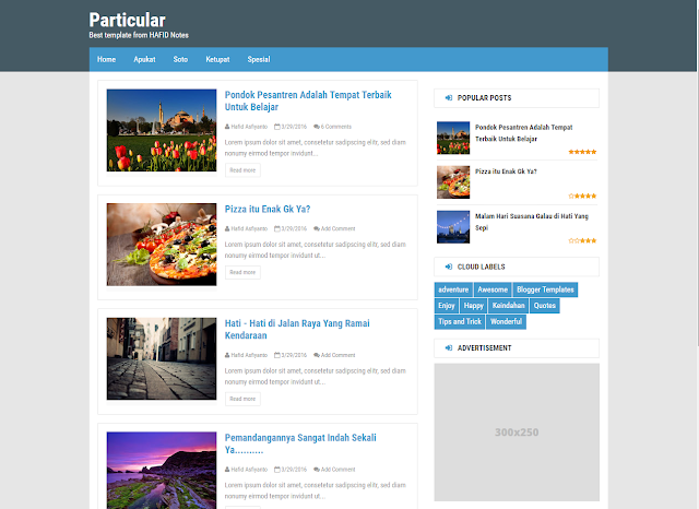 Particula blogger template