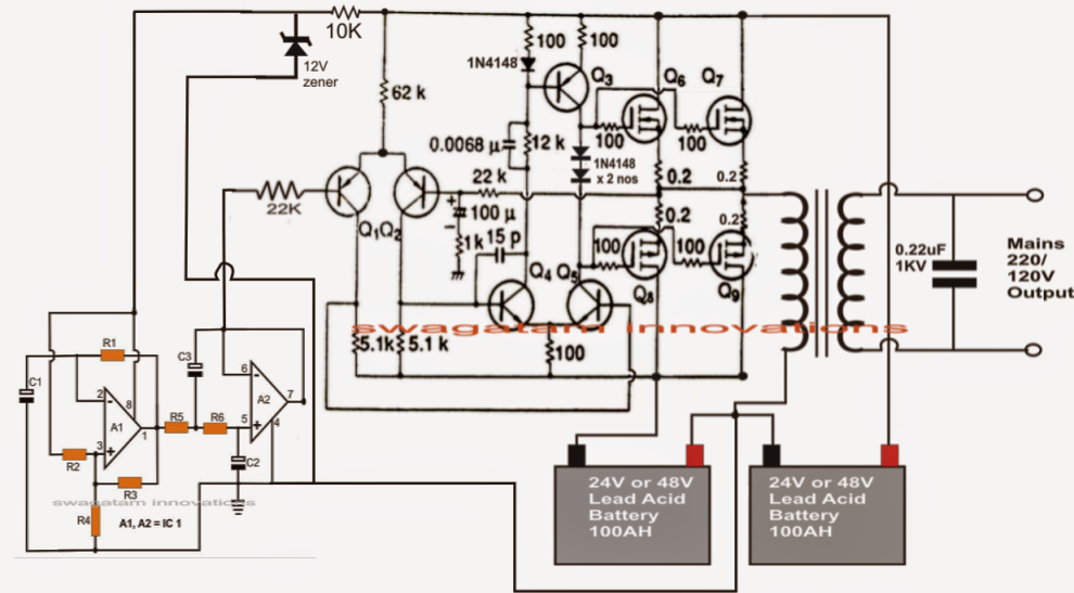 Pure Sine Wave Inverter Circuit Diagram Pdf - Make This 1kva 1000 Watts Pure Sine Wave Inverter Circuit - Pure Sine Wave Inverter Circuit Diagram Pdf