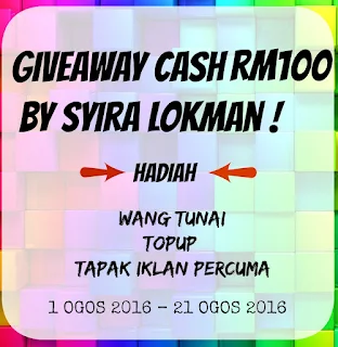 Giveaway Cash RM100 By Syira Lokman Banner