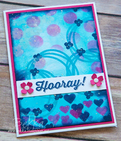Hooray! Card With a Stenciled and Stamped Background