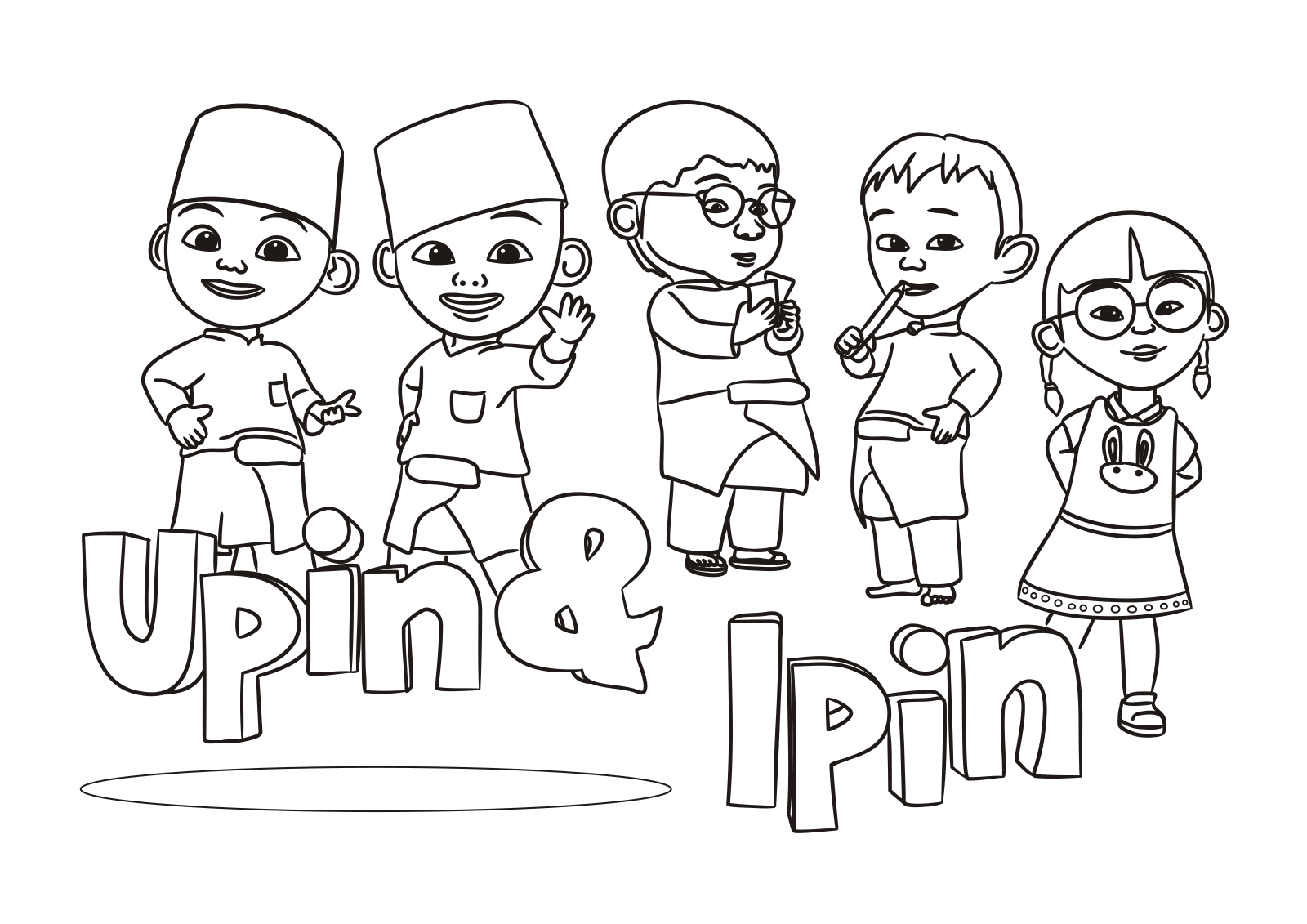 Gambar Mewarnai Upin Ipin Untuk Anak PAUD dan TK