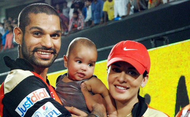 Indian Cricketer Shikhar Dhawan with Wife Ayesha Mukherji & Son Zoravar Dhawan | Indian Cricketer Shikhar Dhawan Family Photos | Real-Life Photos