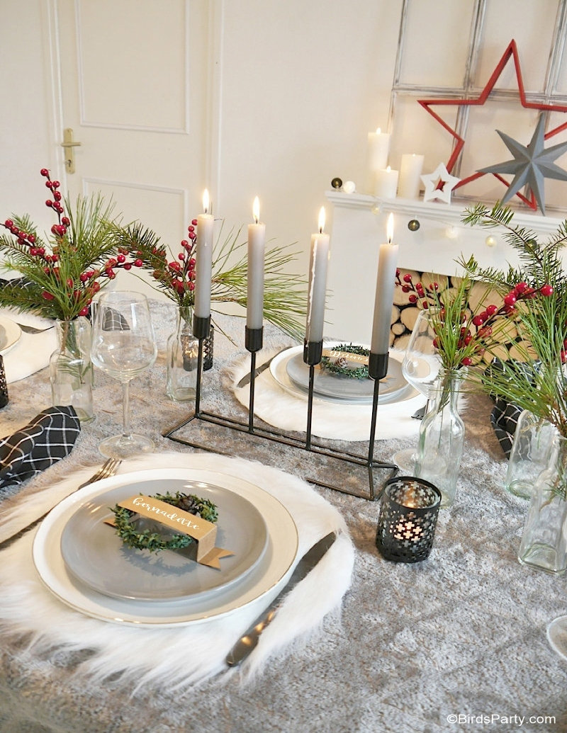 Décor de table de Noël d'inspiration scandinave Hygge - des idées de décoration de table d'hiver faciles, peu coûteuses et confortables DIY!