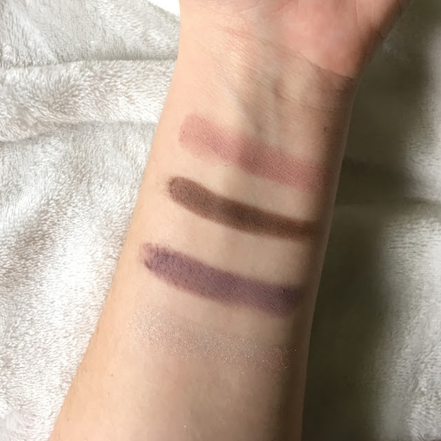 Swatches of Julep Feels Like Velvet Eyeshadow Duo Rose Vacay and Moonlight Starlight