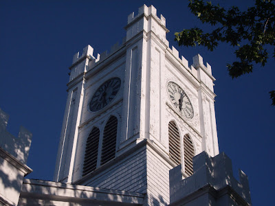 Great picture of a church town clock in South Hampton