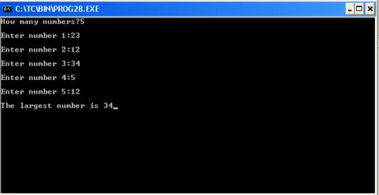 C program to find largest number of a list of numbers entered through keyboard