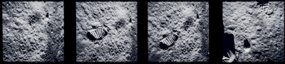 Documenting the small steps of Apollo 11 astronauts, Buzz Aldrin took these photographs of his boot print. 
