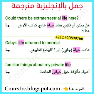 جمل بإستعمال كلمة life. Life  في جملة