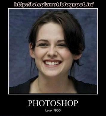 Photoshop At Its Best . Kristen Stewart smiling . This is only possible with Photoshop .