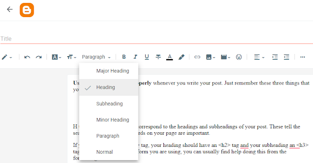 how to add H tags in Blogger