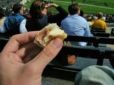 This is $1 worth of hot dog at the Yale Bowl