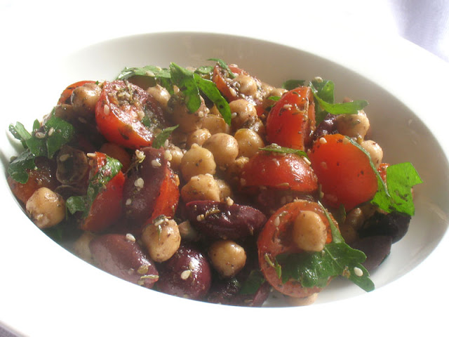 Chickpea Olive Salad with Za'atar and Cherry Tomatoes