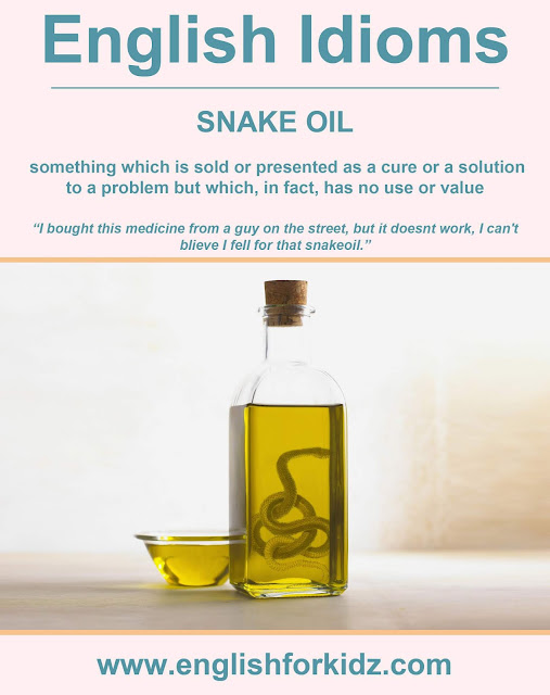 English idiom picture - snake oil