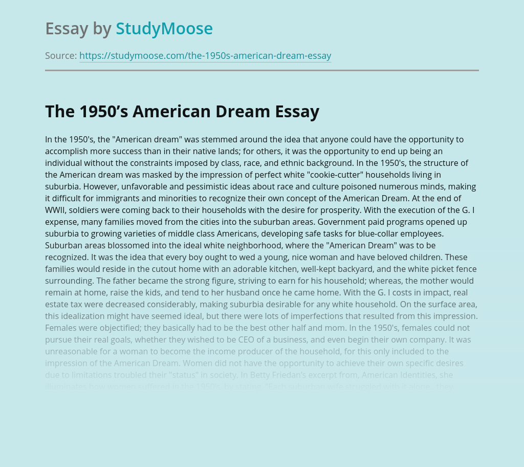 achieving the american dream essay
