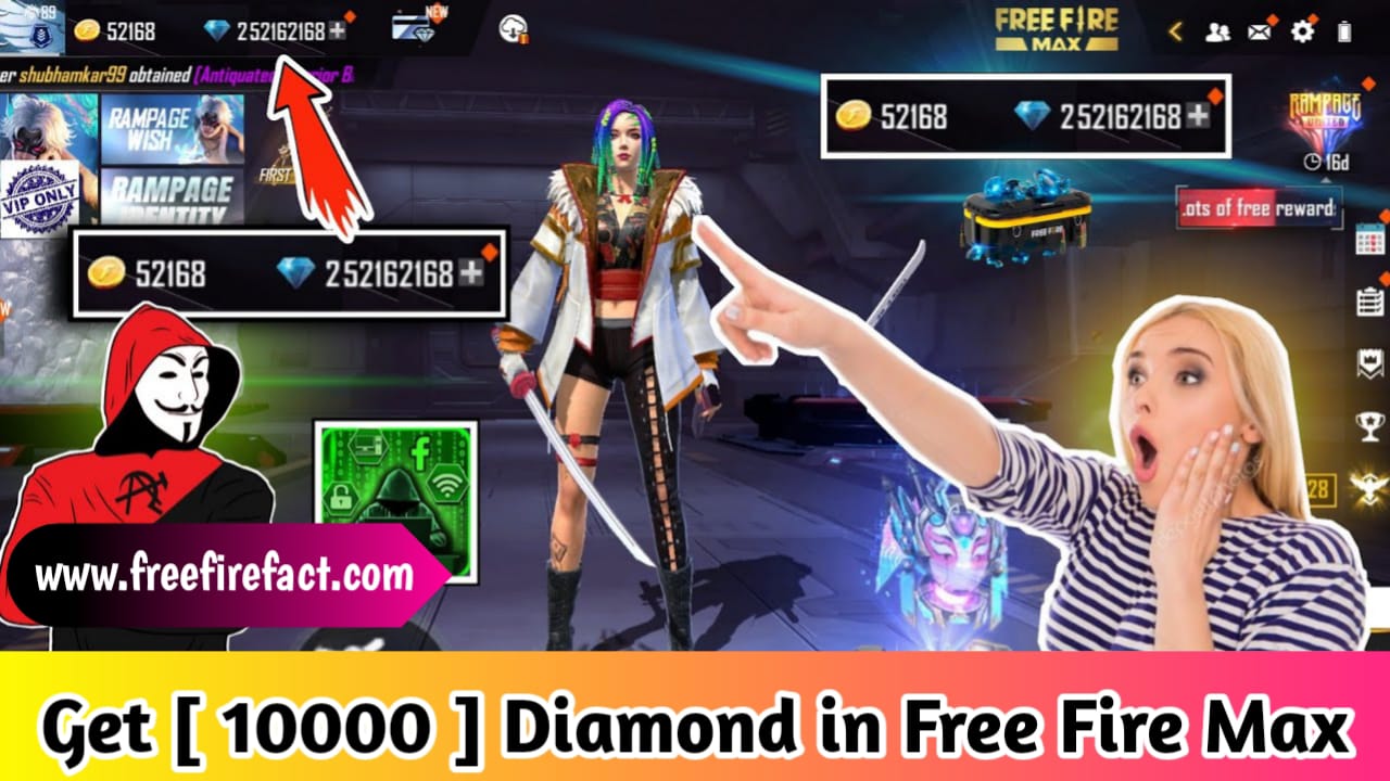फ्री फायर मैक्स में [10000 Diamond] कैसे ले  How to get [10000 Diamond] in Free Fire 2023