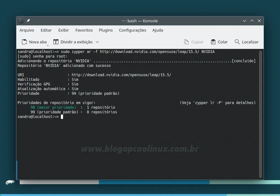 Adicionando o repositório da NVIDIA no openSUSE Leap 15.5