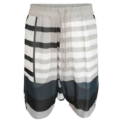 rick owens striped silk pod shorts