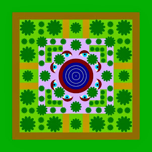 Mandala eyes with green illustration