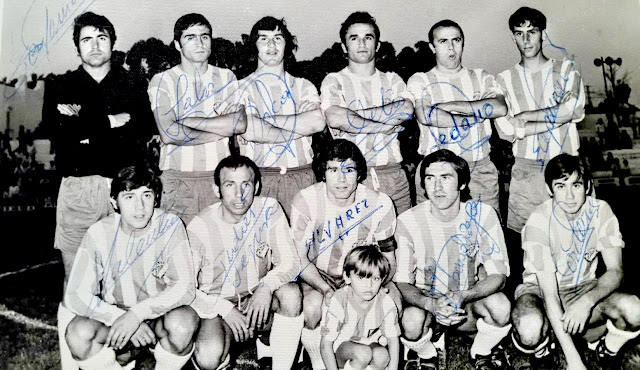 REAL VALLADOLID DEPORTIVO. Temporada 1971-72. Benjamín, Salvi, Docal II, Delio, Sedano, Aparicio. Valentín, Segura, Álvarez, Usandizaga y Cardeñosa. JEREZ DEPORTIVO 1 REAL VALLADOLID DEPORTIVO 1 Jueves 01/06/1972, 20:30 horas. Campeonato de Liga de 2ª División, jornada 15 (jornada aplazada). Jerez de la Frontera, Cádiz, estadio Domecq. GOLES: 1-0: 25’, Ravelo, de penalti. 1-1: 53’, Álvarez, de potente centro-chut.