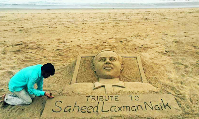 Laxman Naik Death Anniversary — Special Sand Art By Sudarsan Pattnaik at Puri Beach