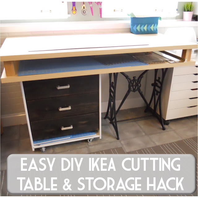 Cheap DIY studio cutting table with mat and ruler storage - IKEA RAST dresser hack!