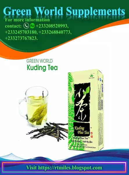 Green World Kuding Plus Tea accelerates blood circulation, reduces blood cholesterol, blood sugar and blood pressure